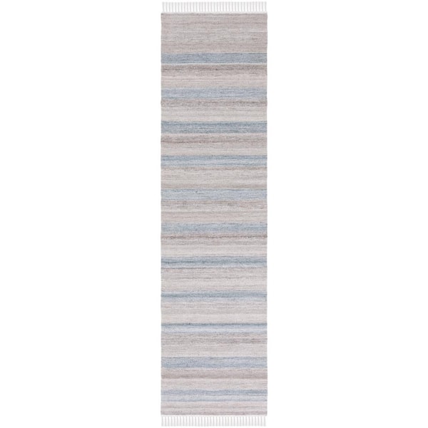 SAFAVIEH Striped Kilim Grey Beige 2 ft. x 9 ft. Striped Runner Rug