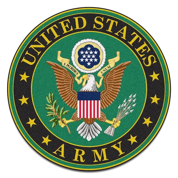 MIL U.S. Army Green 4 ft. x 4 ft. Indoor Round Area Rug