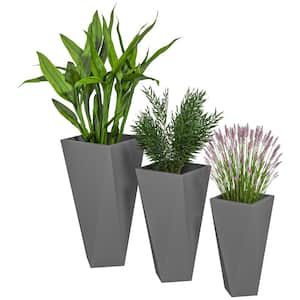 Middle 20.5 in. Dia. Gray MgO Composite Planter with Drainage Holes (3-Pack)