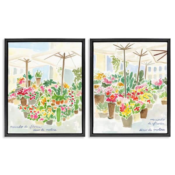 Stupell Industries Outdoor Gardens Patio by June Erica Vess 2 Pieces Black Floater Frame Nature Graphic Art Print 21 in. x 17 in.