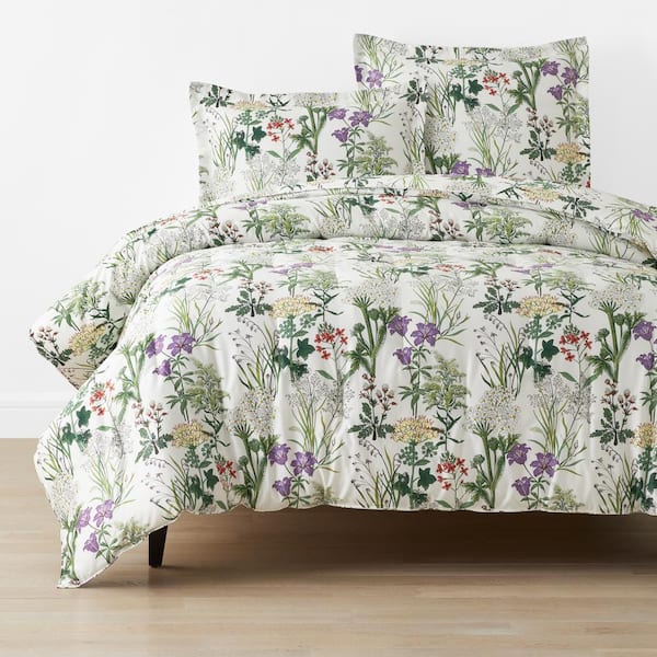 The Company Store Company Cotton Timeless Garden Ivory Multi Queen Sateen Comforter
