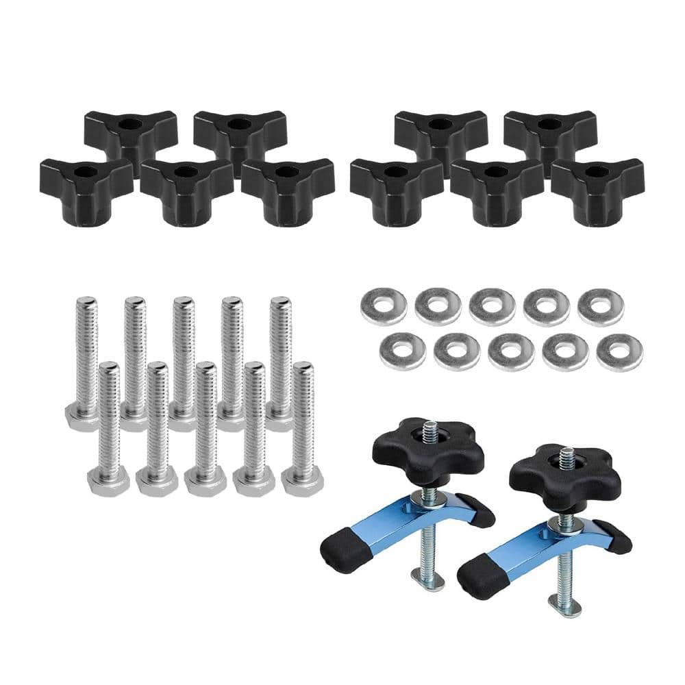 Mini Hold Down Clamps with 10 Set T Track Knob Kit, 1/4-20 x 1-1/2 in. Hex Bolts and Washers price history on PriceWatchPro