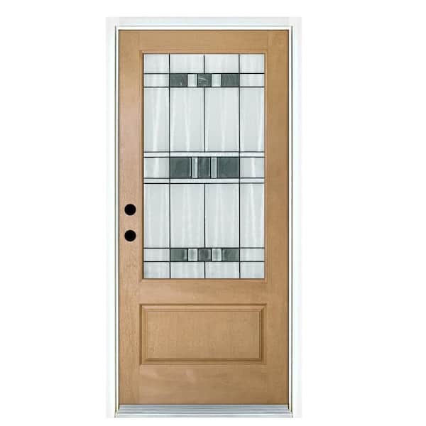 MP Doors 36 in. x 80 in. Savana Light Oak Right-Hand Inswing 3/4 Lite Decorative Fiberglass Prehung Front Door