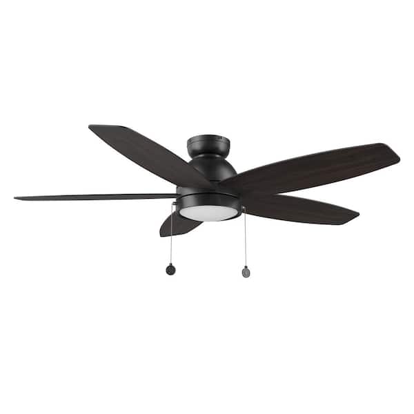 CARRO Treyton 52 in. Integrated LED Indoor Black 5-Speed DC Ceiling Fan with Light Kit and Color Changing Pull Chain