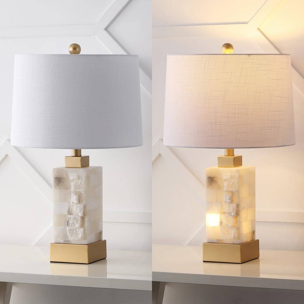 Eloise 23" White Alabaster and Gold Leaf LED Table Lamp
