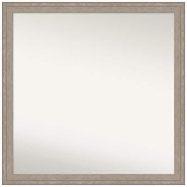 Amanti Art Curve Greywash 29 in. W x 29 in. H Non-Beveled Wood Bathroom Wall Mirror in Gray