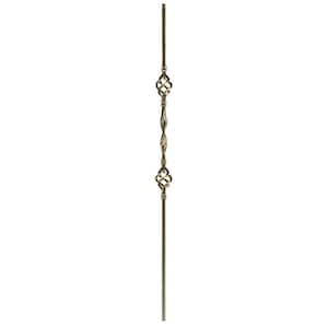 44 in. x 1/2 in. Oil Rubbed Copper Double Basket with Ribbons Hollow Iron Baluster