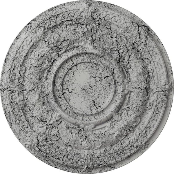 Ekena Millwork 1-3/8 in. x 33-7/8 in. x 33-7/8 in. Polyurethane Dauphine Ceiling , Ultra Pure White Crackle