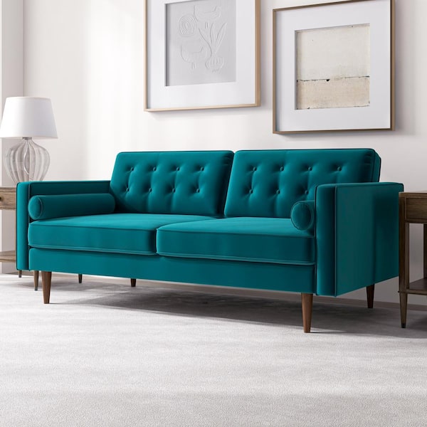 Teal deals velvet loveseat