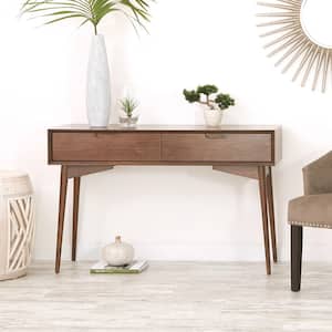 Copenhagen 48 in. Walnut Standard Rectangle Wood Console Table with Drawers