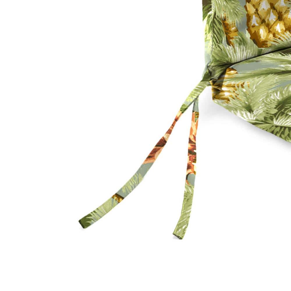 Luau Breeze Green Tropical Outdoor Chair Cushion with Ties