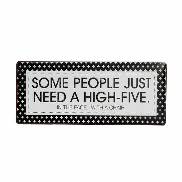 HomeRoots 12 in. Charlie Metal Black and White Wall Decor