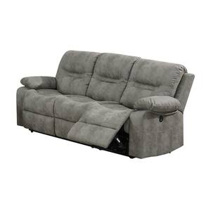 86 in. Slate Grey Breathable Faux Leather 3-Seater Power Motion Sofa with Reclining
