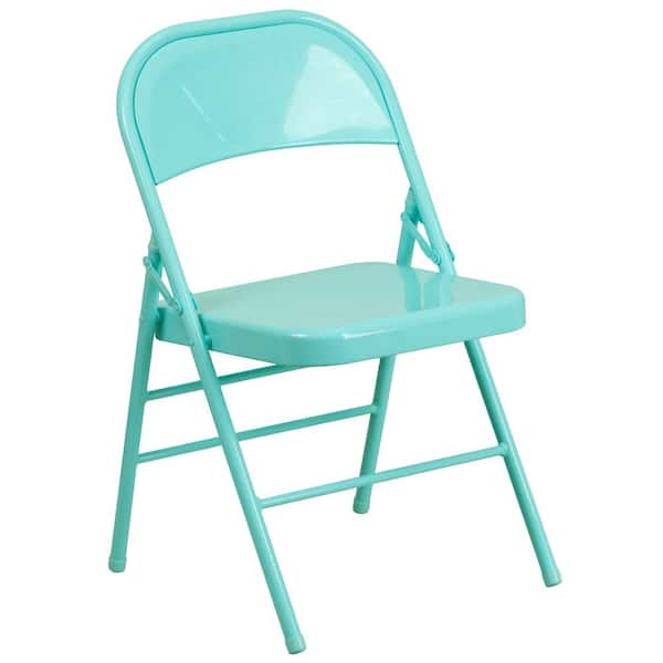 Flash Furniture Teal Metal Stackable Folding Chair