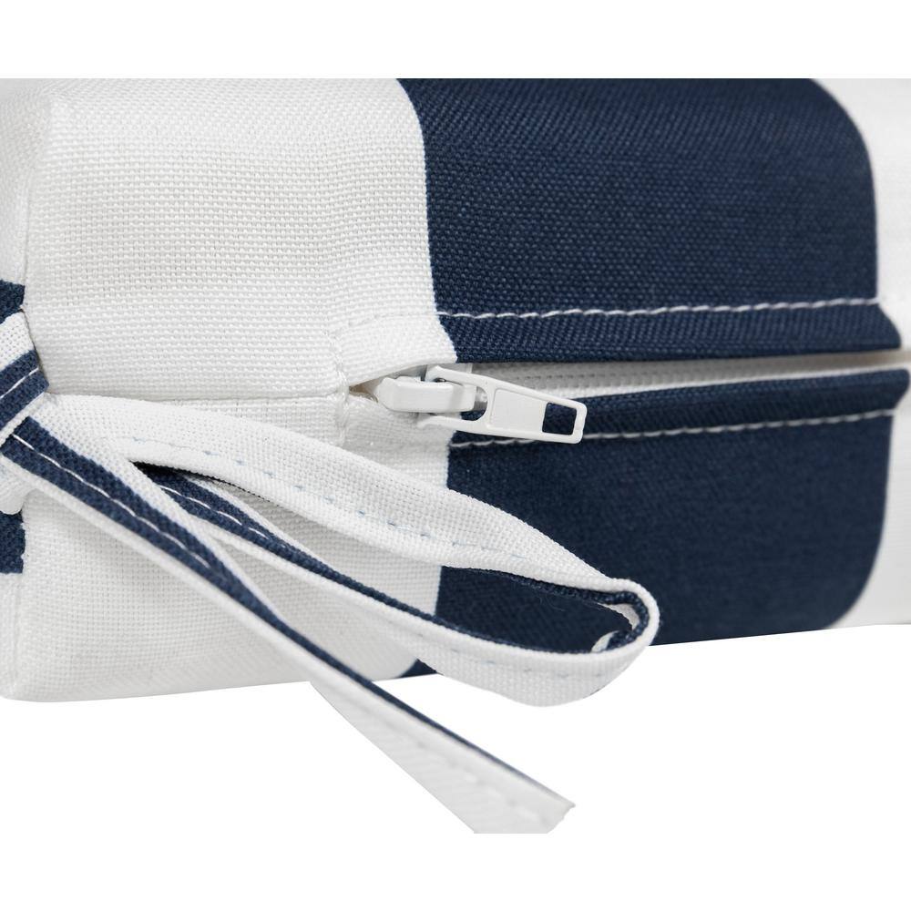 Navy and White Stripe All-Weather Outdoor Seat Cushion Pair