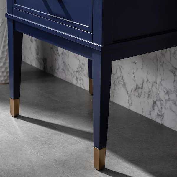Clara 24 in. W x 18.5 in. D Bath Vanity in Blue with Porcelain Vanity Top in White with White Basin