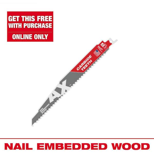 9 in. 5 TPI AX Carbide Teeth Demolition Nail-Embedded Wood Cutting SAWZALL Reciprocating Saw Blade (1-Pack)