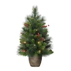 Pre-Lit 2 ft. Table Top Artificial Christmas Tree with 35-Lights in Gold Base, Green