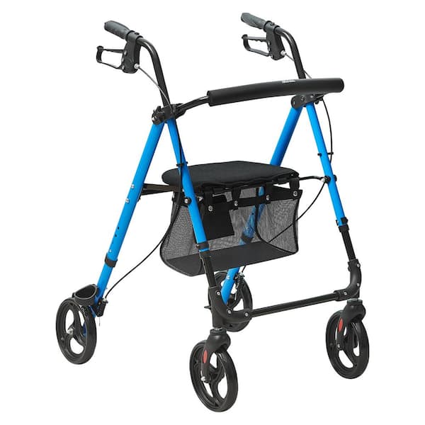 Mobility Rollator Walker 300 lbs. Load Aluminum Foldable Rolling Walker with Adjustable Seat Handle for Senior Adult
