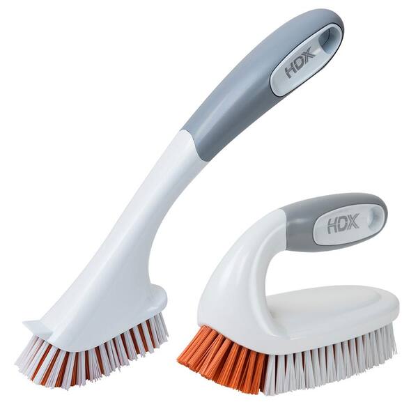 HDX Iron Handle Scrub Brush with Tile and Grout Brush Combo Pack