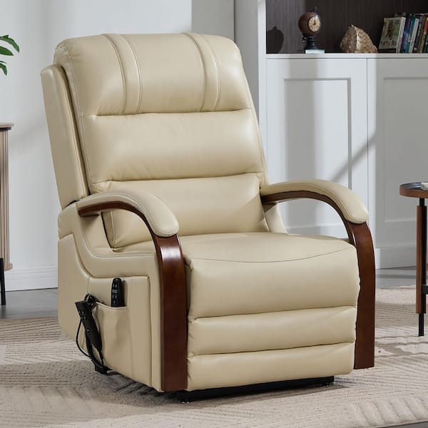 aisword Beige Ergonomic Dual Motor Genuine Leather Power Lift