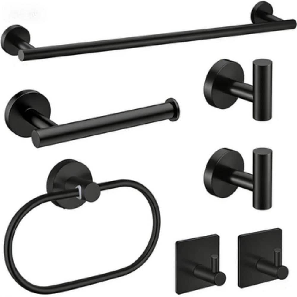 7-Piece Towel Bar Bathroom Hardware Set in Black, 31.5 in. Towel Racks for Bathroom, Toilet Paper Holder Wall Mounted price history on PriceWatchPro