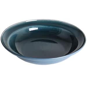 13 in. 60 fl. oz. Dark Blue Stoneware Reactive Glaze Serving Bowl