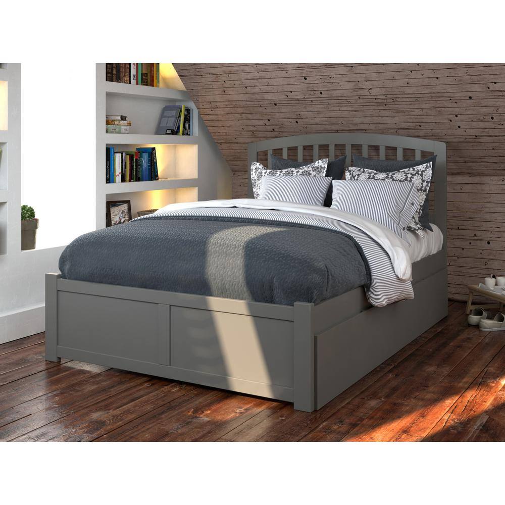 Richmond Gray Full Platform Bed with Trundle and Slats
