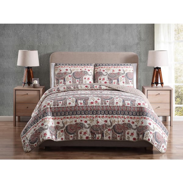Morgan Home Mhf Home Elephant Full/Queen Print Quilt Set