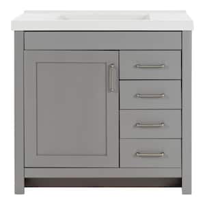 Westcourt 37 in. W x 22 in. D x 37 in. H Single Sink  Bath Vanity in Sterling Gray with White Cultured Marble Top