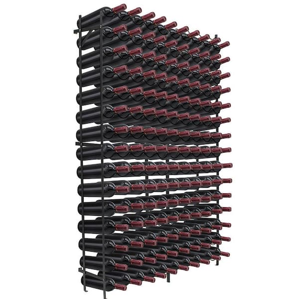Elegant 150-Bottle Free Standing Wine Rack (Black Metal)