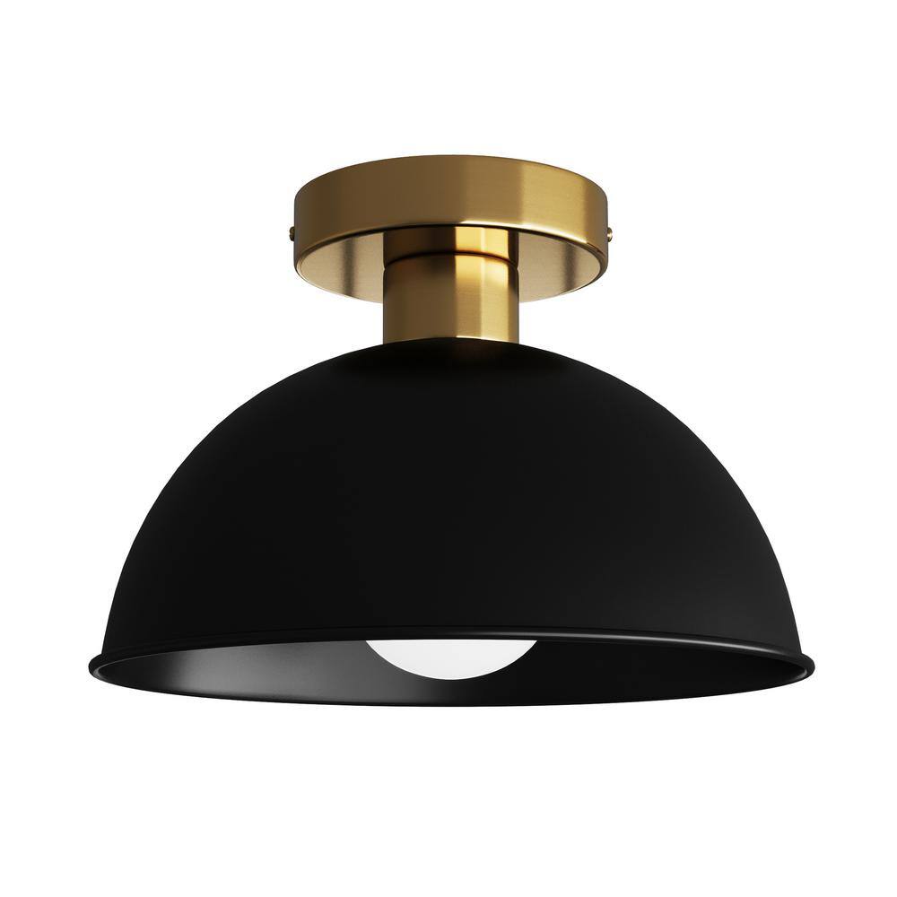 11.22 in. 1-Light Black Farmhouse Semi-Flush Mount Industrial Close to Ceil