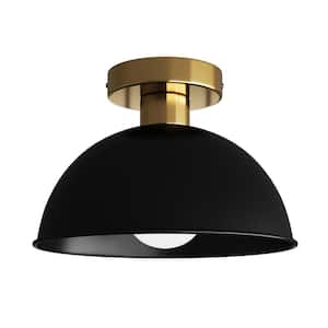 11.22 in. 1-Light Black Farmhouse Semi-Flush Mount Industrial Close to Ceiling Lighting