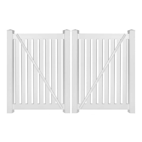 Weatherables Crestview 8 ft. W x 4 ft. H White Vinyl Pool Fence Double Gate