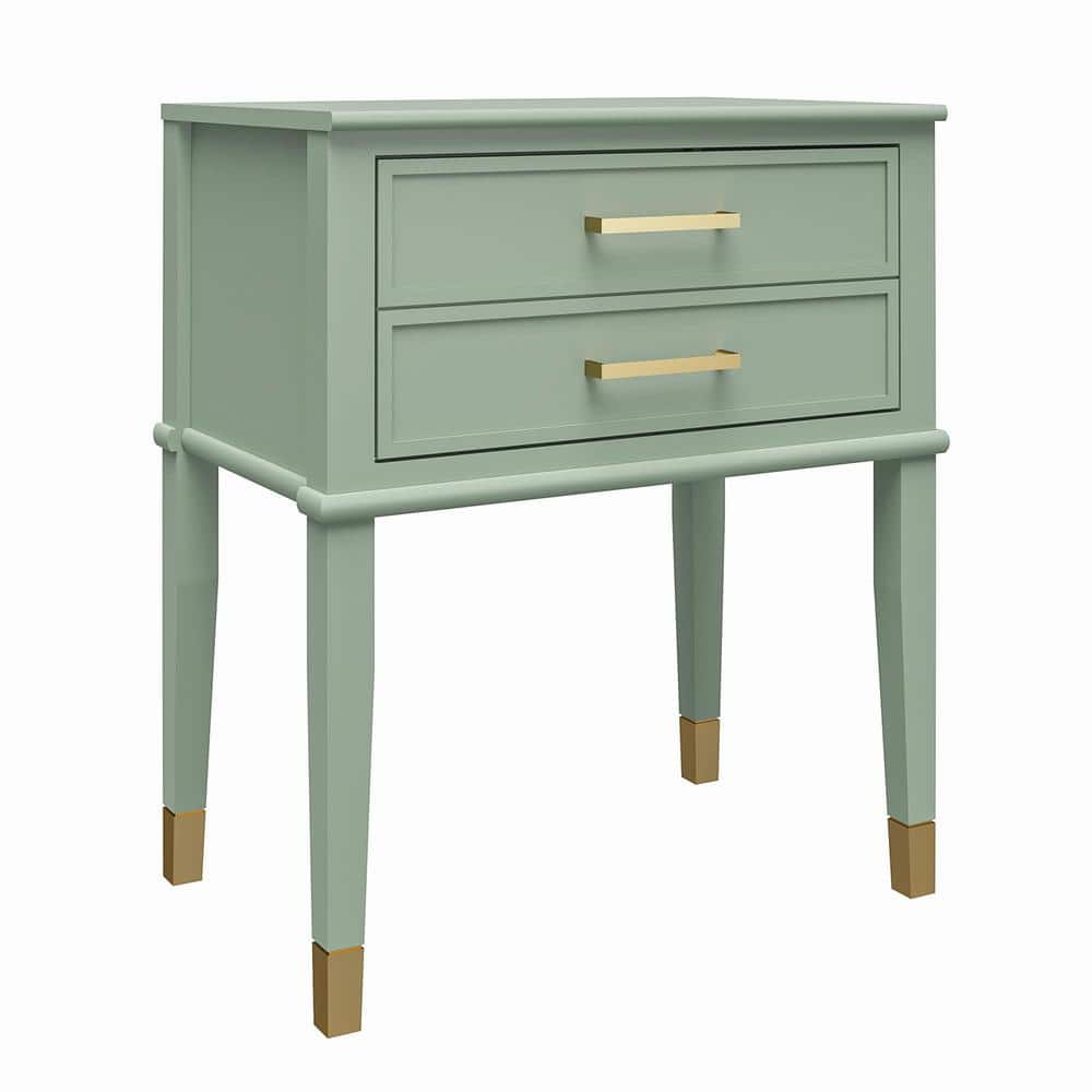 Westerleigh 30'' Pale Green Square Wood End Table with Gold Accents