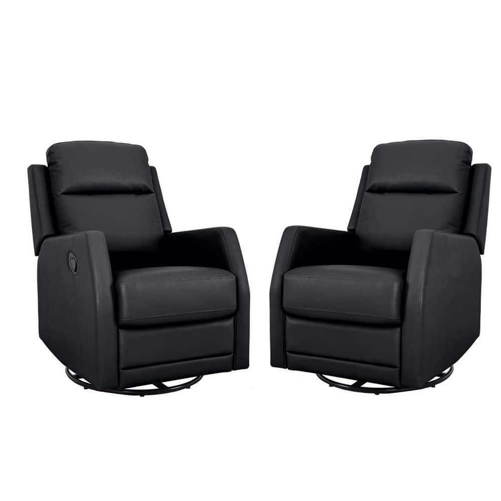 ARTFUL LIVING DESIGN Prudencia Black Rocker Recliner With Wingback (Set ...