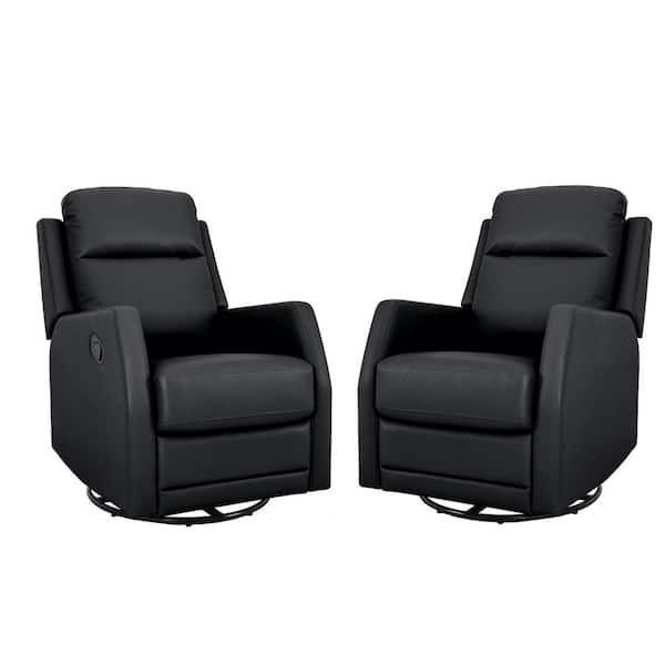 ARTFUL LIVING DESIGN Prudencia Black Rocker Recliner with Wingback (Set of 2)