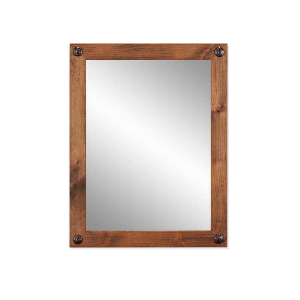 31 in. x 24 in. Farmhouse Rectangle Solid Wood Framed Walnut Decorative Nai