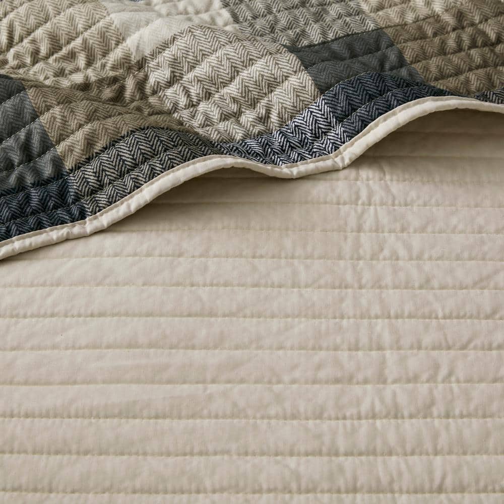 Neutral Plaid Reversible Polyester Daybed Cover Set