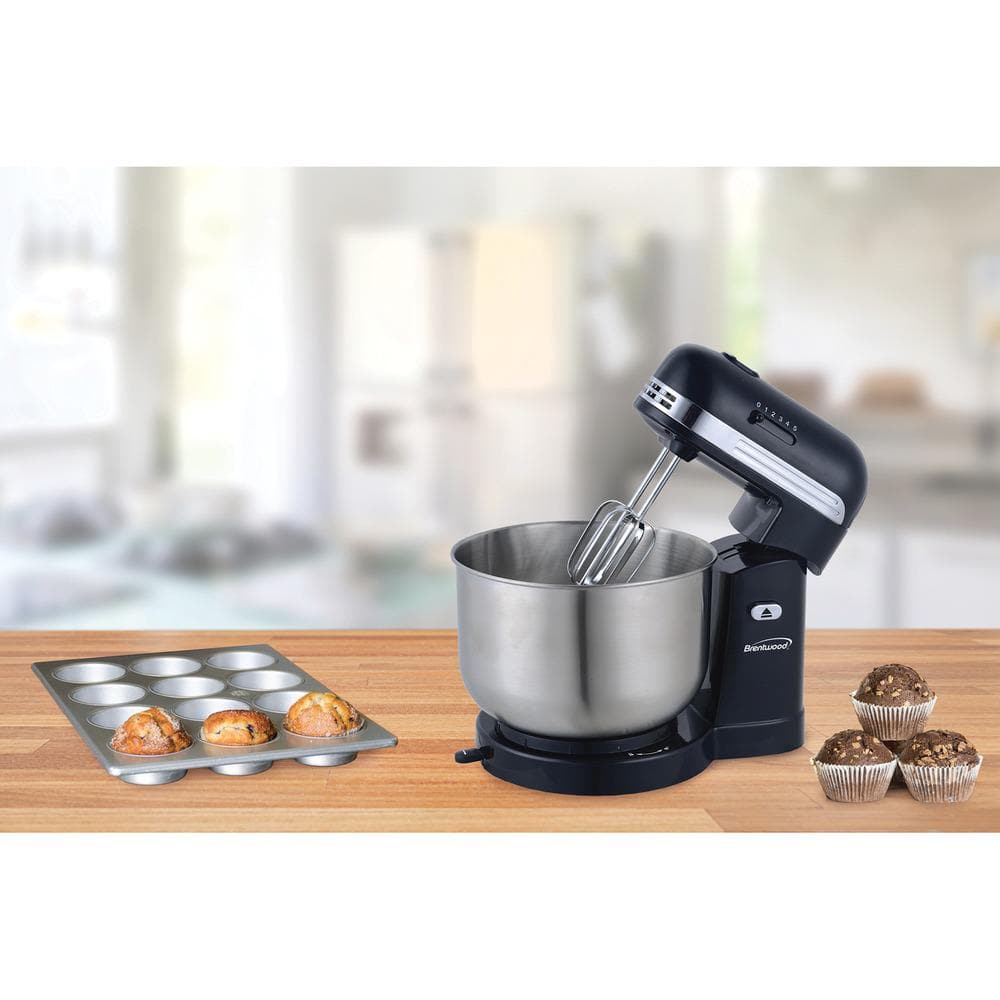 Black 5-Speed Stand Mixer with Stainless Steel Bowl