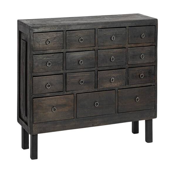 Storied Home Holmes Black Antique Apothecary Storage Accent Cabinet with 15-Drawers