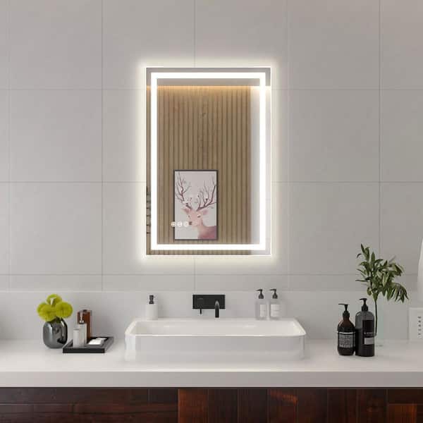 niveal 20 in. W x 30 in. H Rectangular Frameless LED Wall Bathroom Vanity Mirror