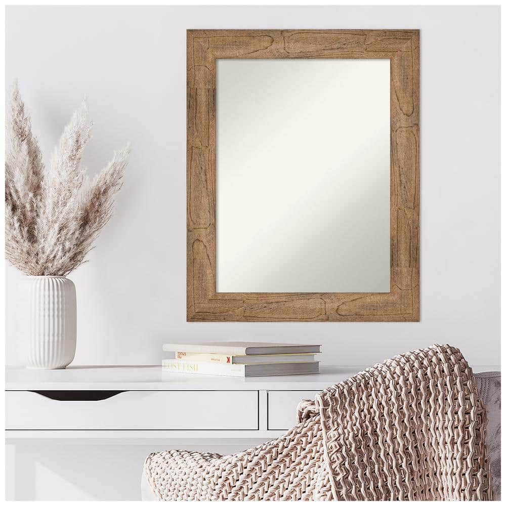 Owl Brown Distressed Wood Rectangular Wall Mirror for Nursery