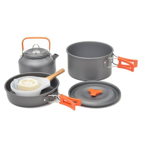IBasingo Camping Cooking Pot Set 1.2L & 1.8L & 2.4L Outdoor Titanium Cookware Sauce Pot Solo Hot Pot Lightweight Portable Travel Saucepan Cooking Kit