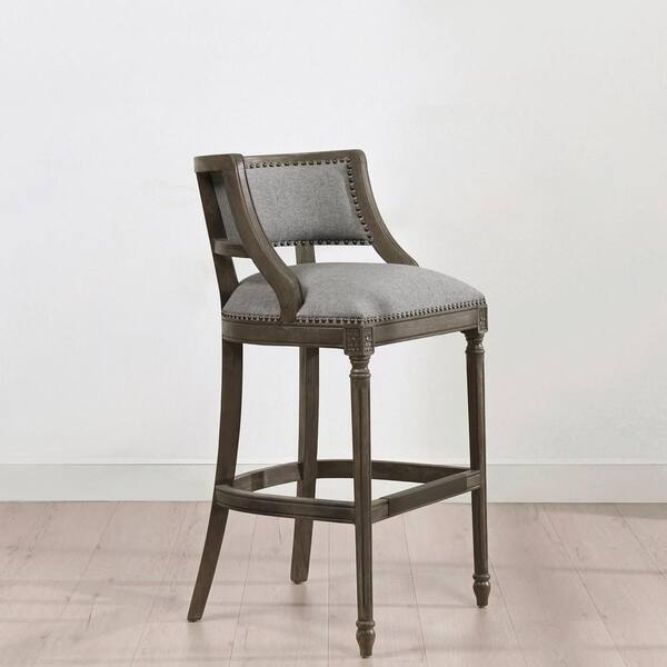 Jennifer Taylor Paris 30" Dark Heathered Gray Linen Farmhouse Bar Stool with Backrest 81050MLH