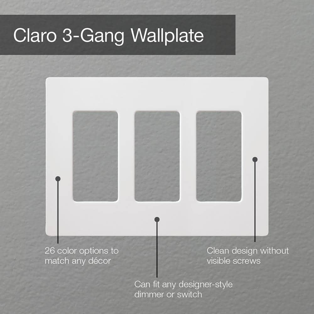 White 3-Gang Screwless Decorator Wall Plate