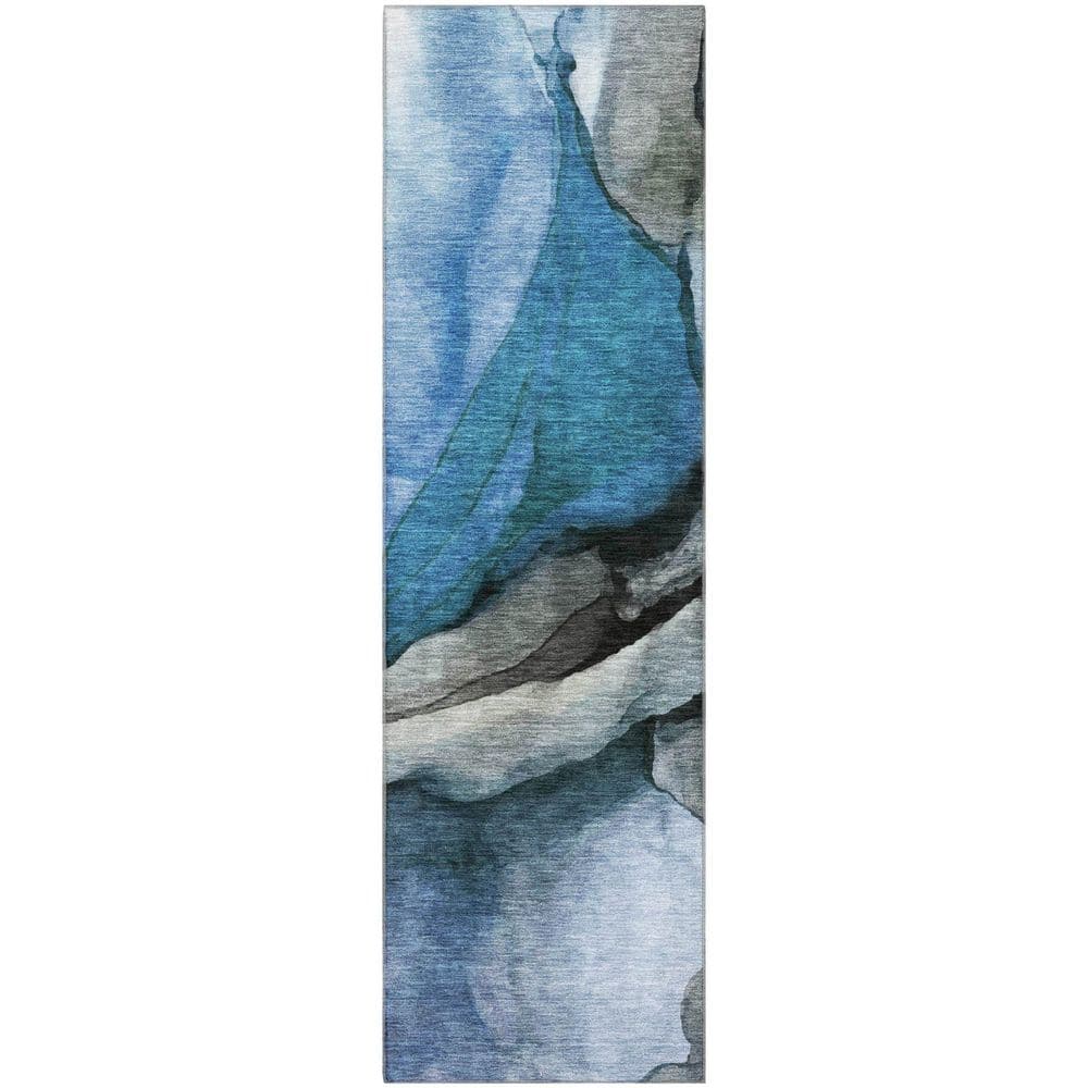 Mayfield Premium Machine Washable Abstract AMF1937 Blue 2 ft. x 7 ft. Runner Rug price history on PriceWatchPro