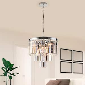 7-Light Sliver Crystal Chandelier, 3-Tier Luxury Ceiling Light Fixture Pendant Lamp with Clear Crystal Shade