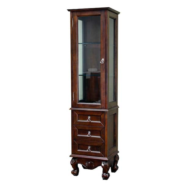 Bellaterra Home Bevington 18 in. W x 67 in. H x 14 in. D Bathroom Linen Storage Cabinet in Walnut