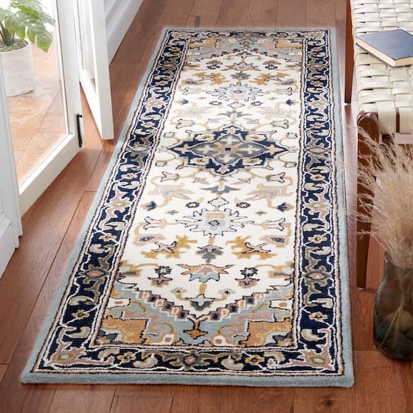 Heritage Gray/Green 2 ft. x 6 ft. Border Floral Medallion Runner Rug